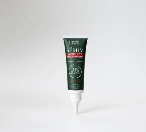 Luxéol Reactive Hair Loss Serum 50 ml tube on minimal background for stress‑related hair loss.