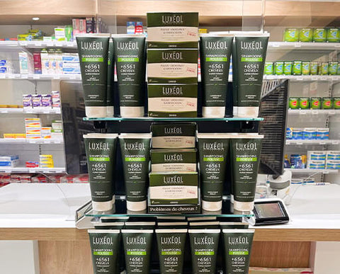 luxeol how look in the farmacy with their range of products stacked