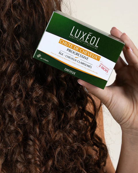 Luxéol Progressive Hair Loss collection - shampoo, conditioner and supplements for 40% reduction in hair loss and 3761 hairs saved
