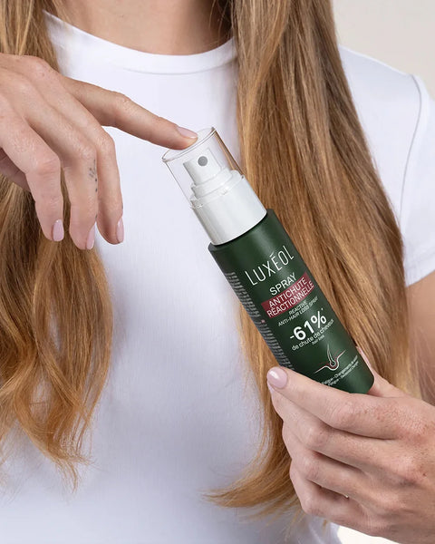 Luxéol Anti-Hair Loss collection - shampoo, conditioner, serum and supplements for 51% reduction in reactive hair loss and 8,972 hairs saved