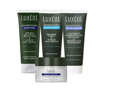Luxeol specialized hair treatments - anti-dandruff system 86% effective, keratin repair treatments for damaged hair, clinically tested solutions