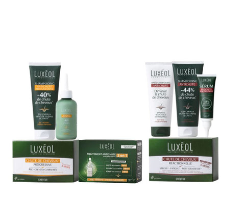 Luxeol complete hair loss collection - 14 products for reactive and progressive hair loss, clinical treatments with 42% reduction results